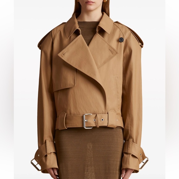 Khaite Hammond Cropped Trench Jacket Khaki M NWT $2,900 - Picture 2 of 9